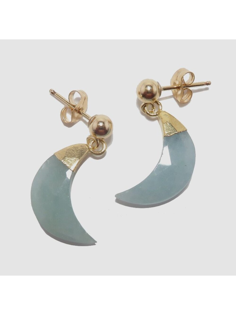 Aquamarine Earrings Blue Moon Magic 24K Gold Plated Crescent Dangle Charm Jewelr